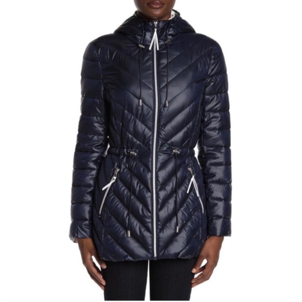 EUC French Connection Puffer Anorak Black Puffer Jacket With Hood Size XS